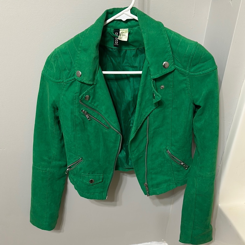 Green Suede Biker Jacket